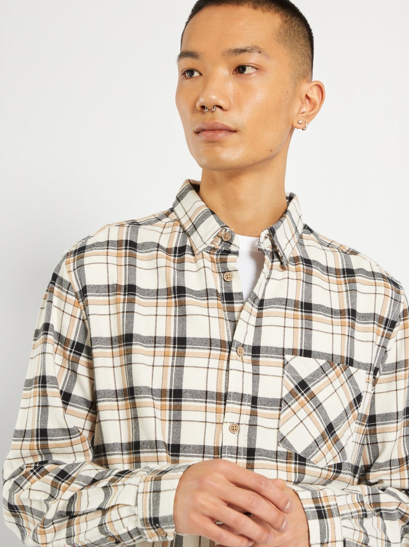 Camisa de flanela aos quadrados BRANCO - Kiabi