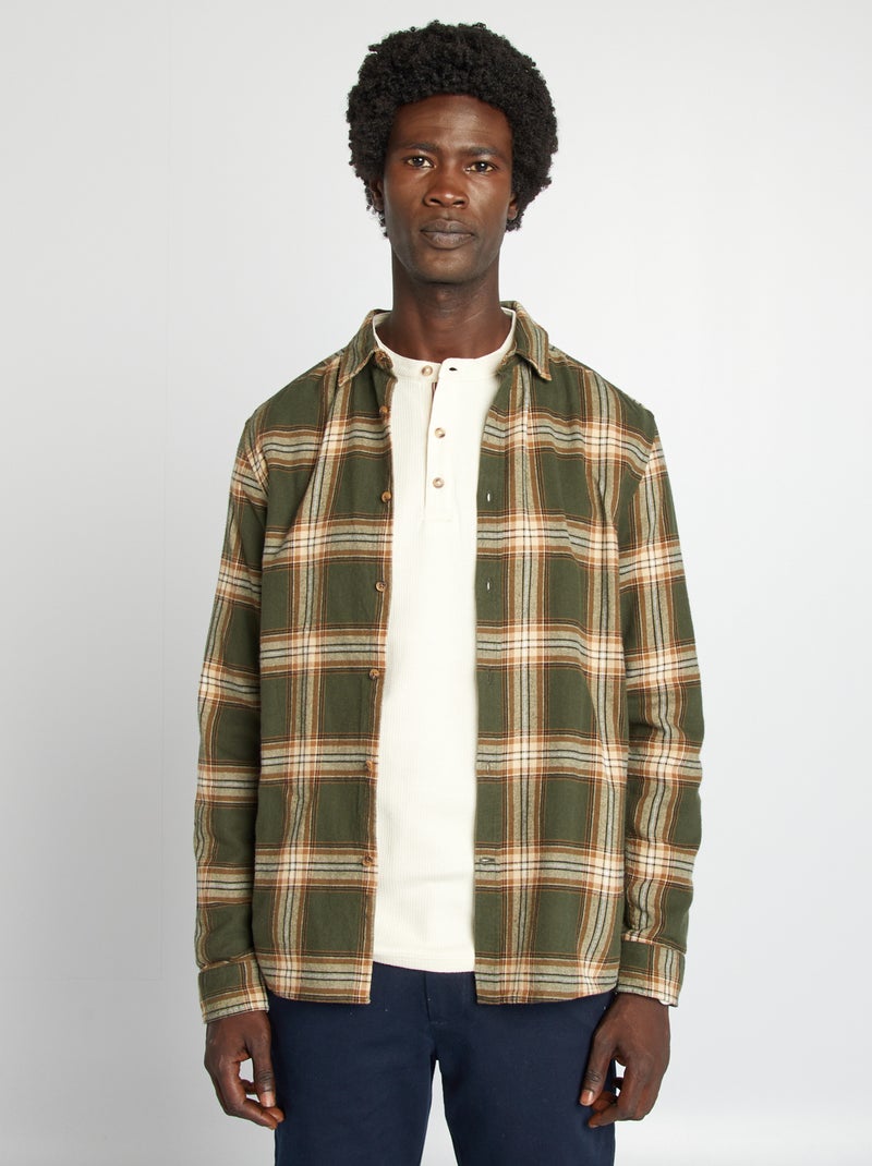 Camisa de flanela aos quadrados CAQUI - Kiabi