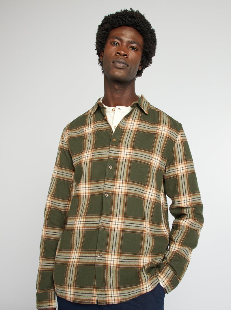 Camisa de flanela aos quadrados CAQUI - Kiabi