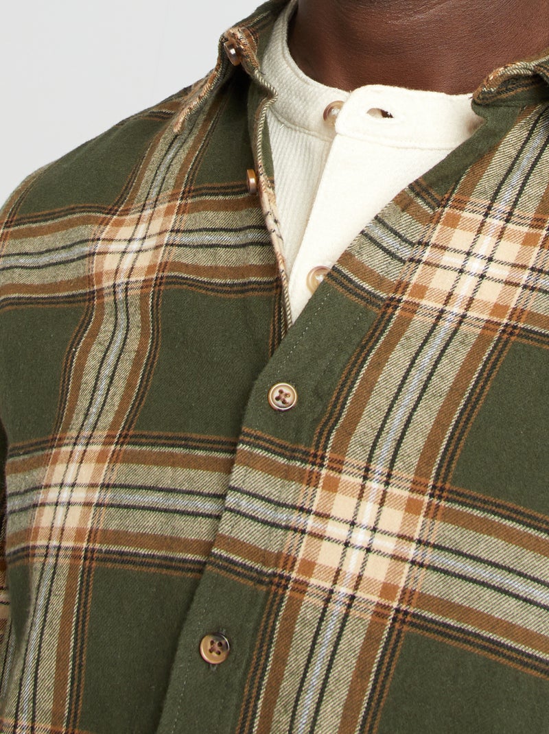 Camisa de flanela aos quadrados CAQUI - Kiabi