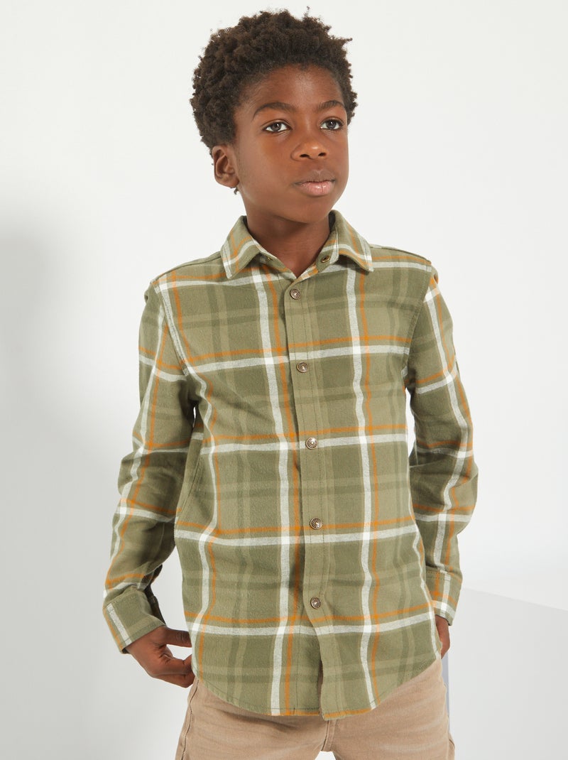 Camisa de flanela aos quadrados CAQUI - Kiabi