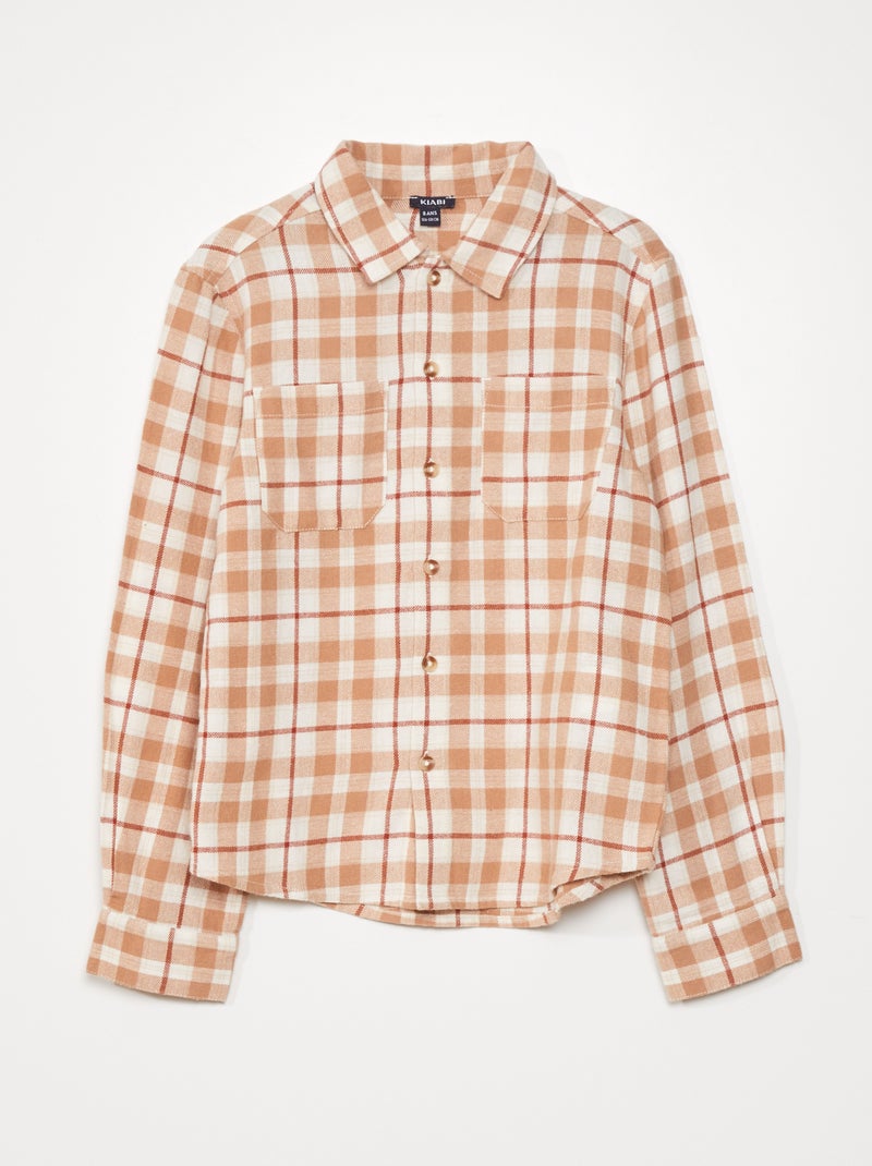 Camisa de flanela aos quadrados CASTANHO - Kiabi