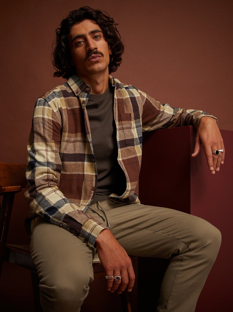 Camisa de flanela aos quadrados CASTANHO - Kiabi