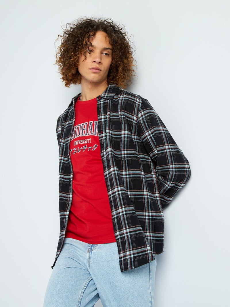 Camisa de flanela aos quadrados PRETO - Kiabi