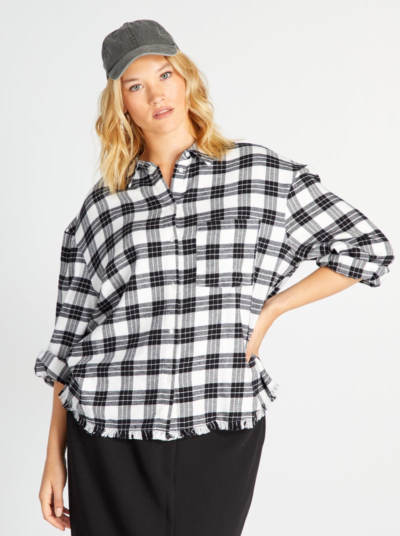 Camisa de flanela aos quadrados PRETO - Kiabi