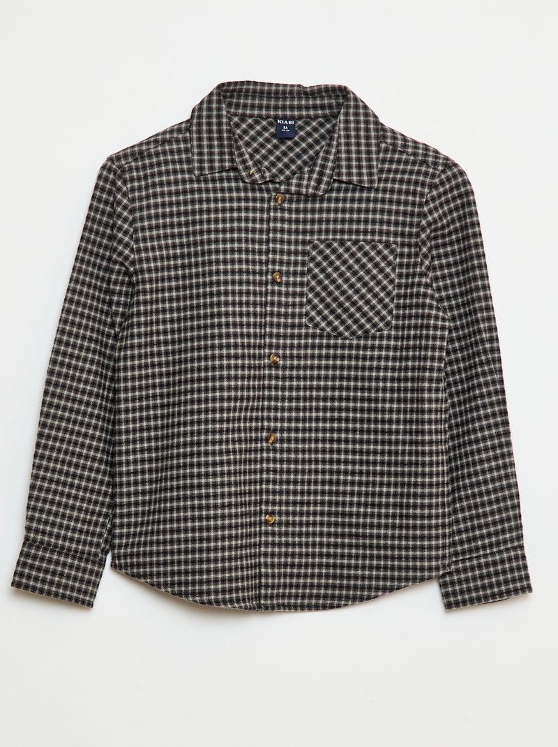 Camisa de flanela aos quadrados Preto - Kiabi