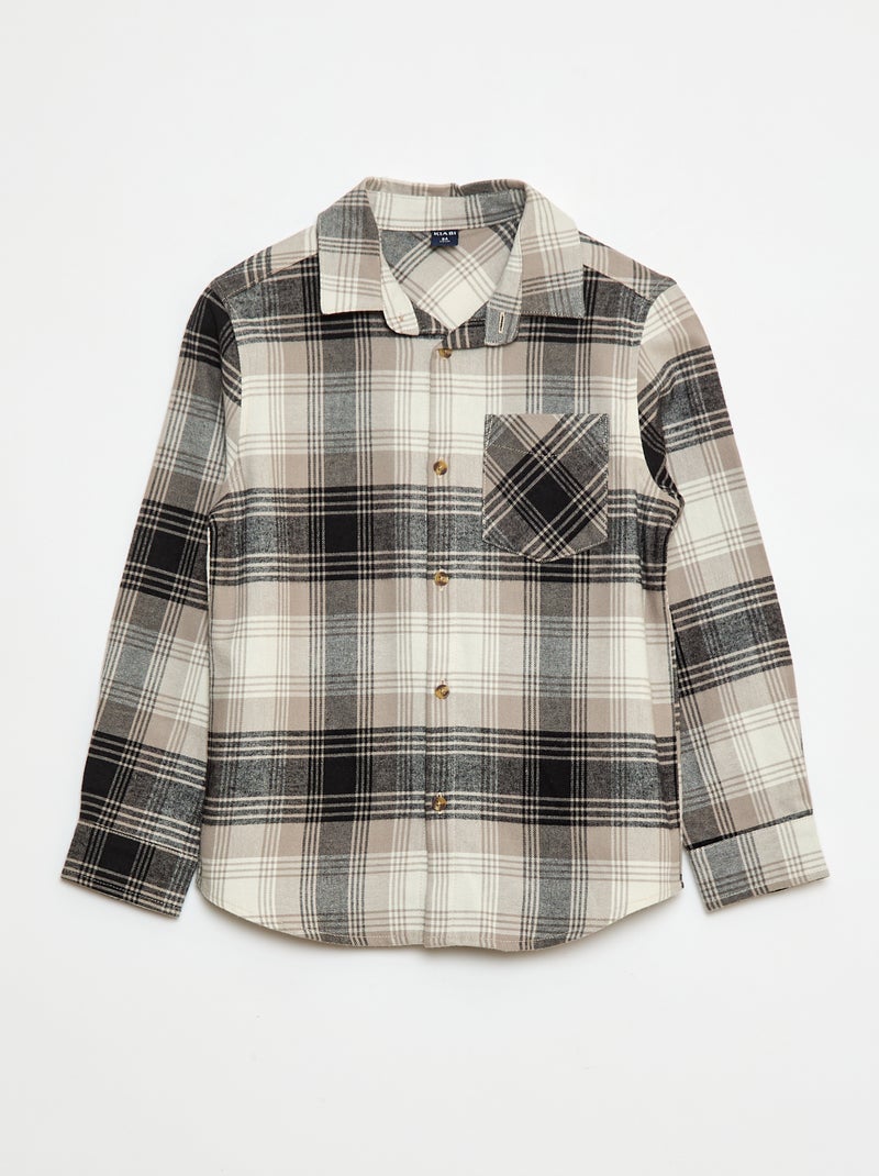 Camisa de flanela aos quadrados Preto - Kiabi