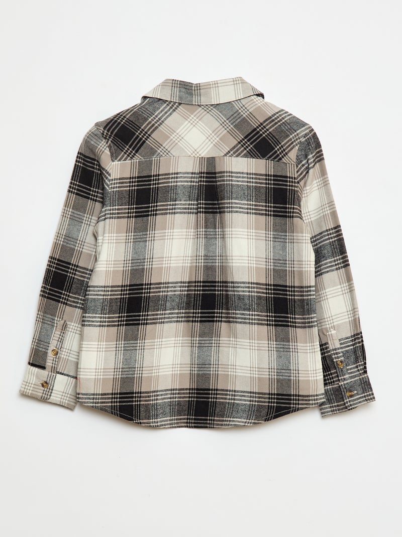 Camisa de flanela aos quadrados Preto - Kiabi