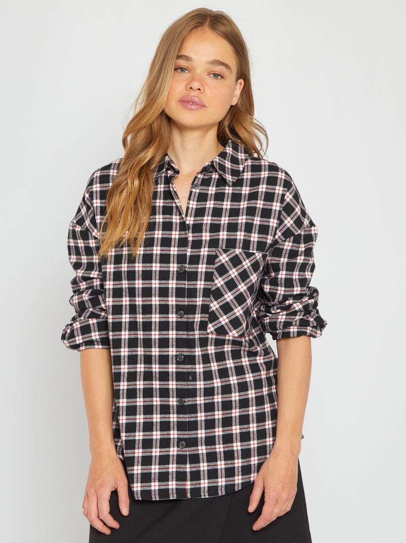 Camisa de flanela aos quadrados PRETO - Kiabi