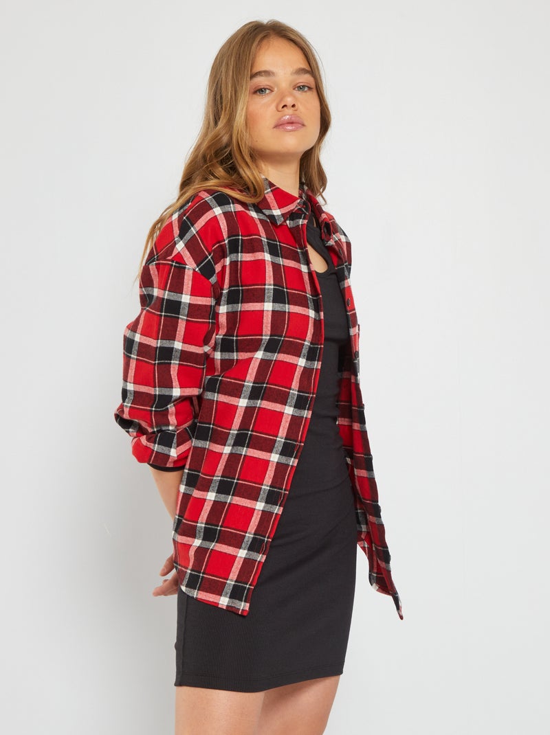 Camisa de flanela aos quadrados VERMELHO - Kiabi