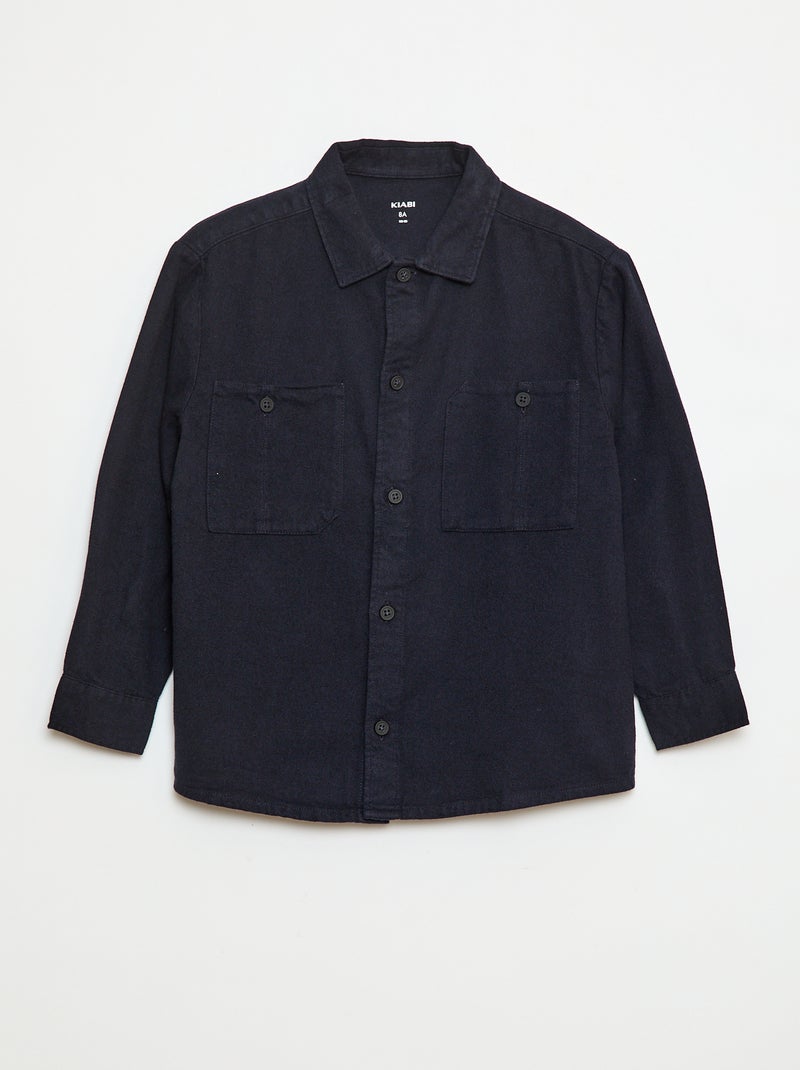 Camisa de flanela com botões Azul - Kiabi
