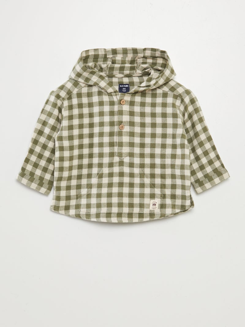 Camisa de flanela com capuz CAQUI - Kiabi