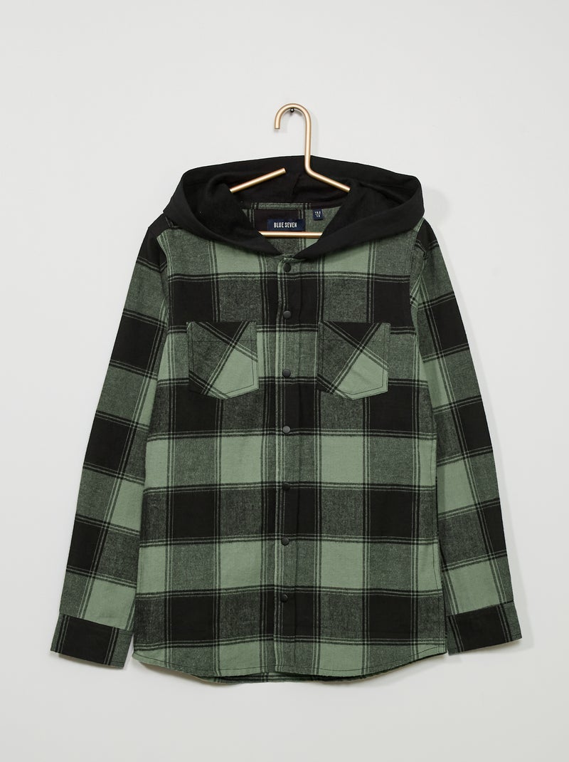 Camisa de flanela com capuz CAQUI - Kiabi