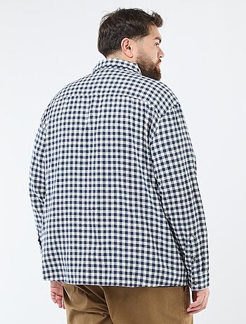Camisa de flanela de algodão com padrão axadrezado