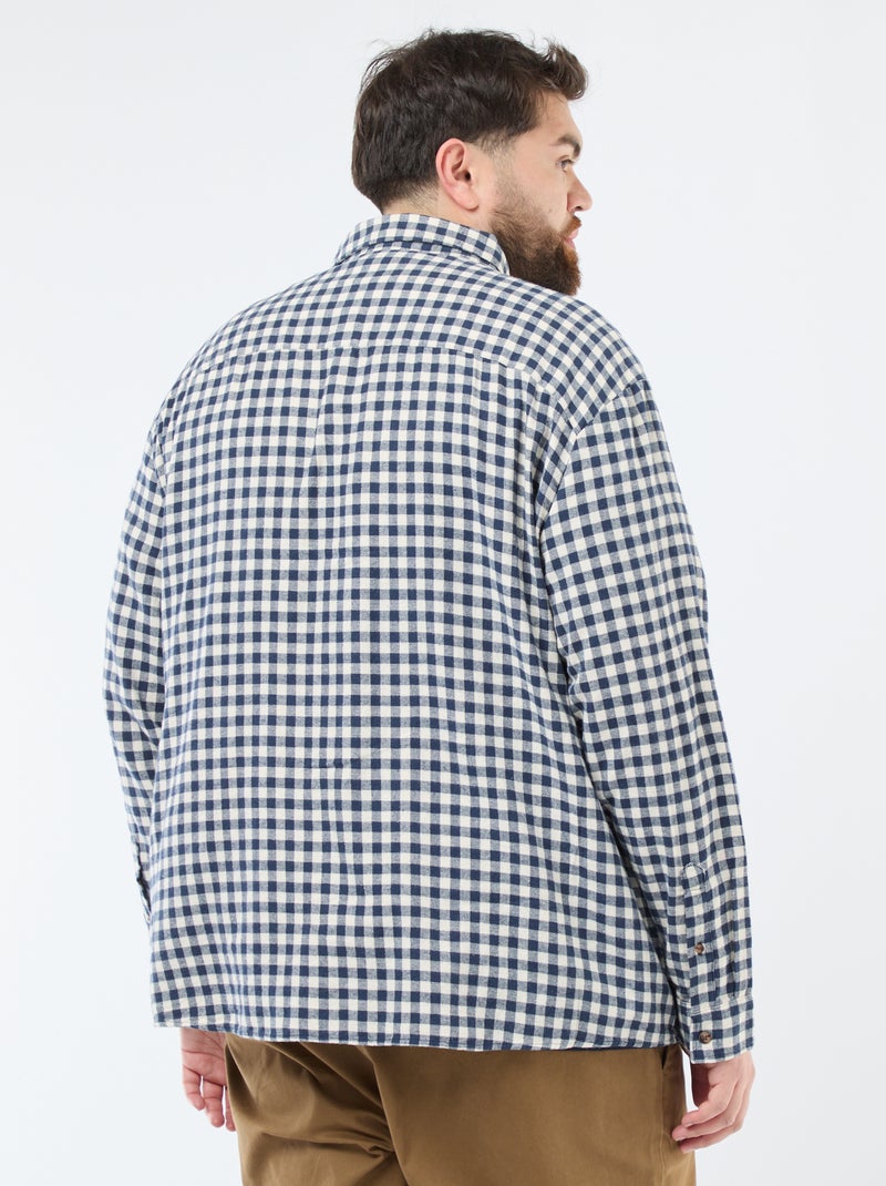 Camisa de flanela de algodão com padrão axadrezado Azul - Kiabi