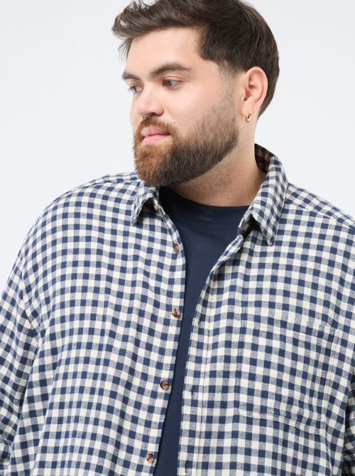 Camisa de flanela de algodão com padrão axadrezado - Kiabi