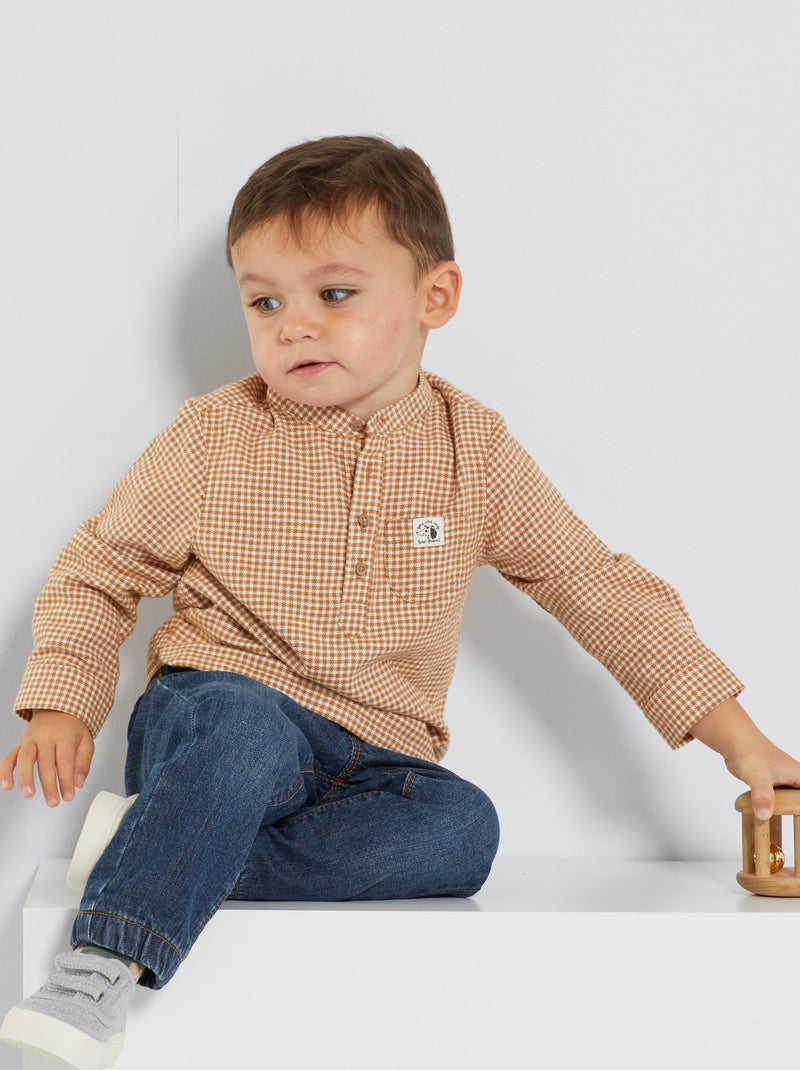 Camisa de flanela estampado vichy CASTANHO - Kiabi