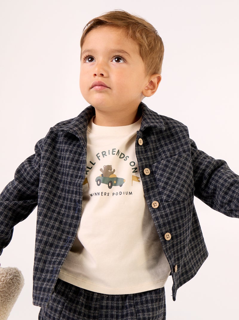 Camisa de flanela xadrez Azul - Kiabi