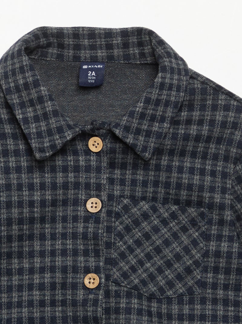 Camisa de flanela xadrez Azul - Kiabi