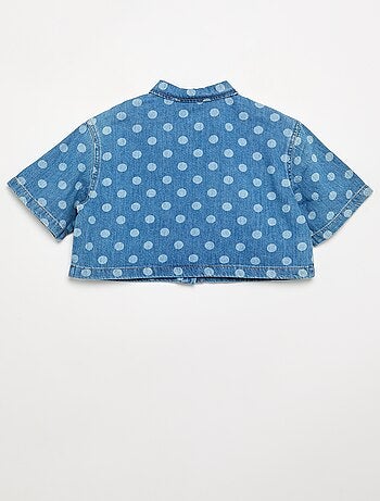 Camisa de ganga às bolinhas