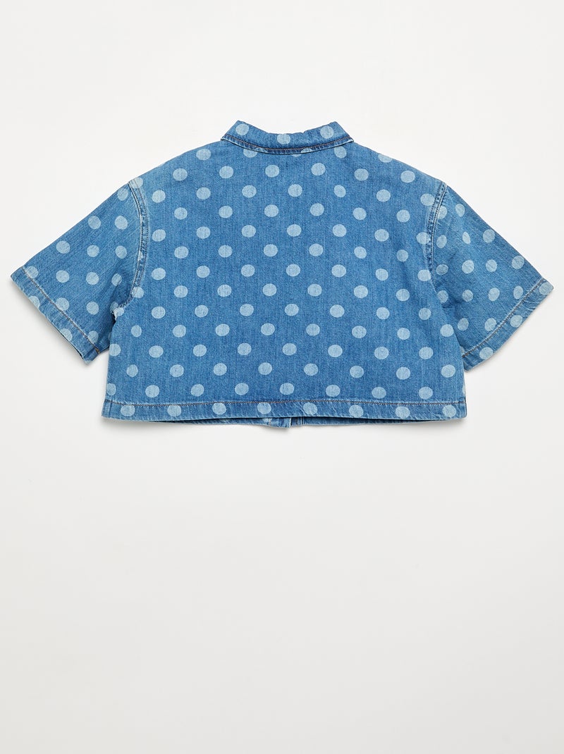 Camisa de ganga às bolinhas Azul - Kiabi