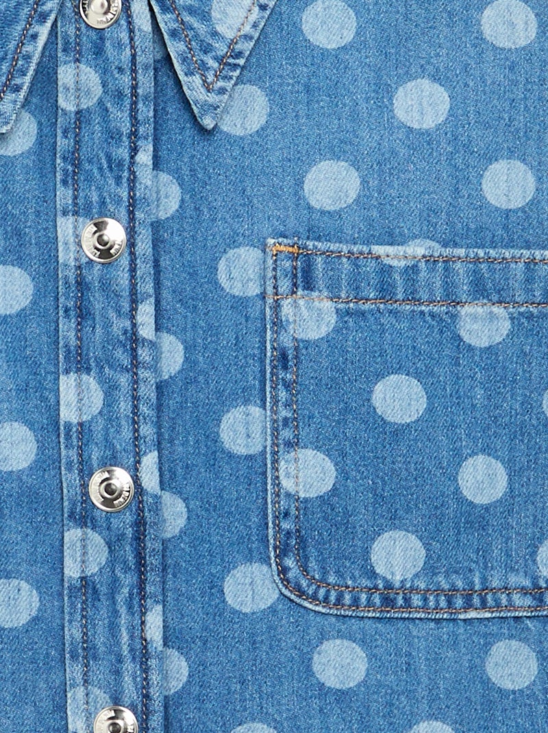 Camisa de ganga às bolinhas Azul - Kiabi