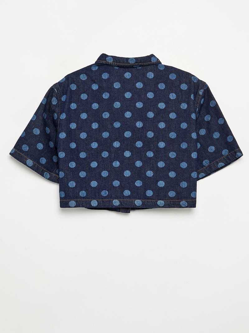 Camisa de ganga às bolinhas Azul - Kiabi