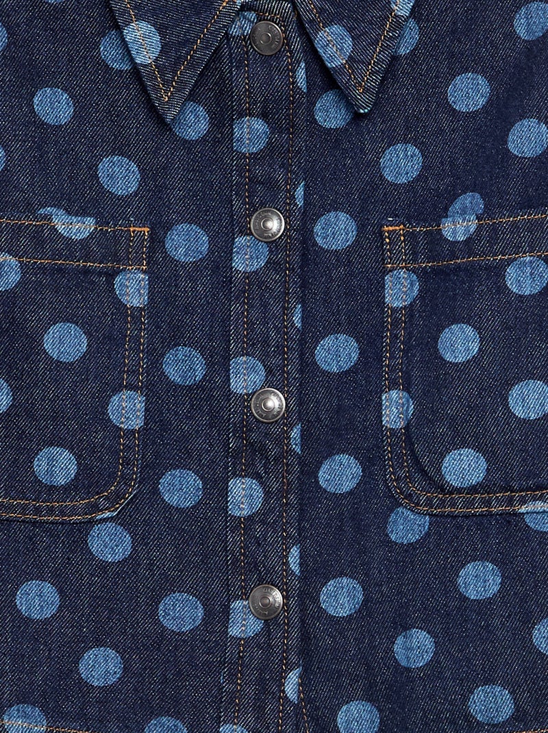 Camisa de ganga às bolinhas Azul - Kiabi