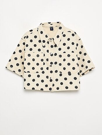 Camisa de ganga às bolinhas