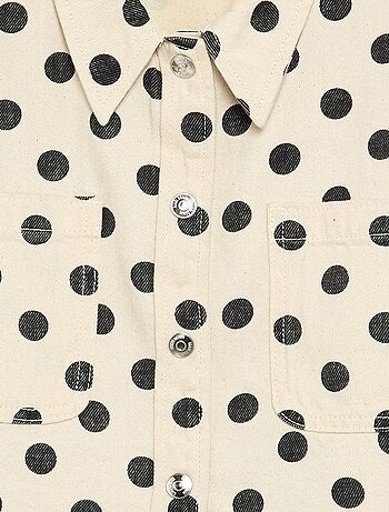 Camisa de ganga às bolinhas