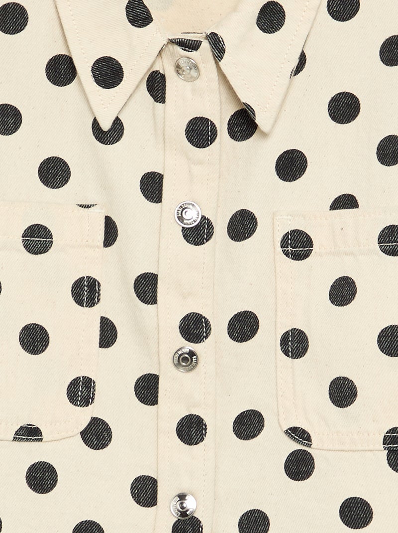 Camisa de ganga às bolinhas Branco - Kiabi