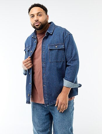 Camisa de ganga às riscas