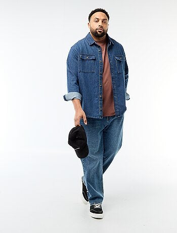 Camisa de ganga às riscas