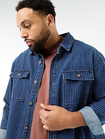 Camisa de ganga às riscas