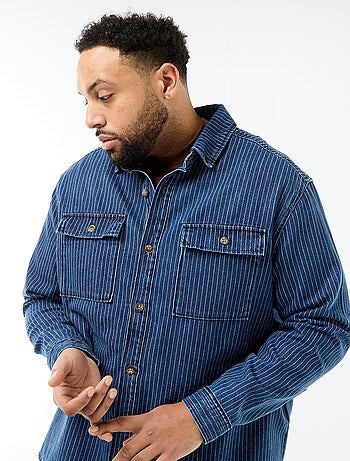 Camisa de ganga às riscas