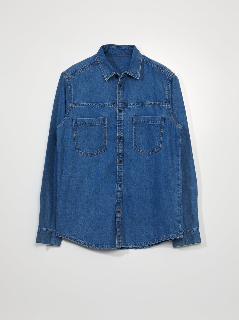 Camisa de ganga AZUL - Kiabi