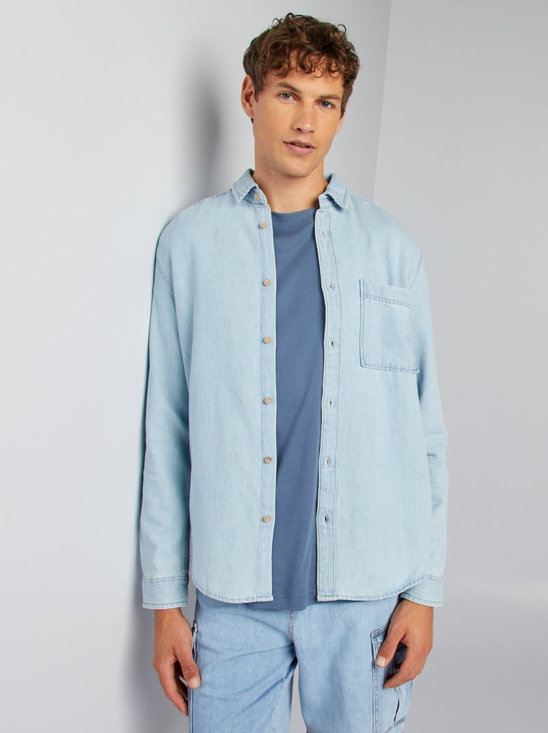 Camisa de ganga AZUL - Kiabi