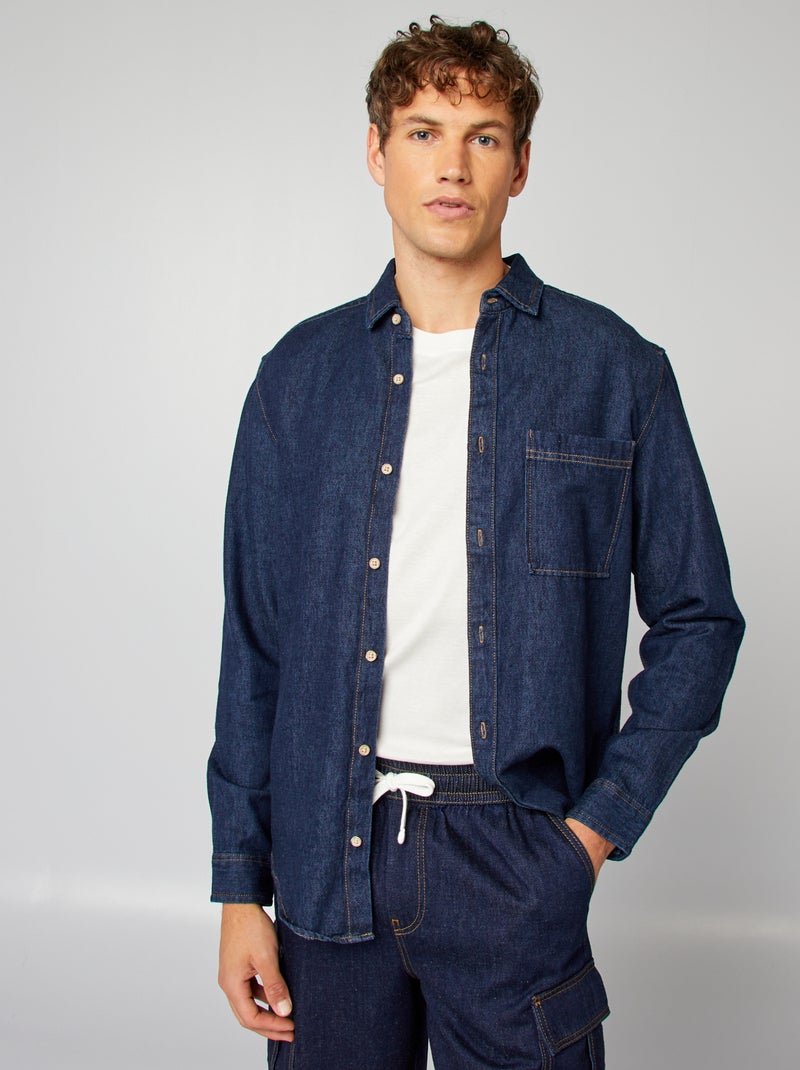 Camisa de ganga AZUL - Kiabi