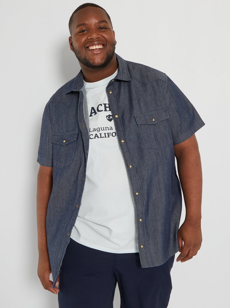 Camisa de ganga AZUL - Kiabi