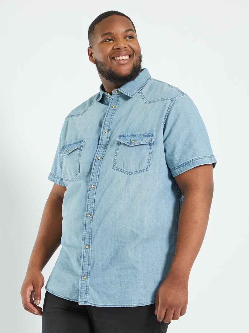 Camisa de ganga AZUL - Kiabi