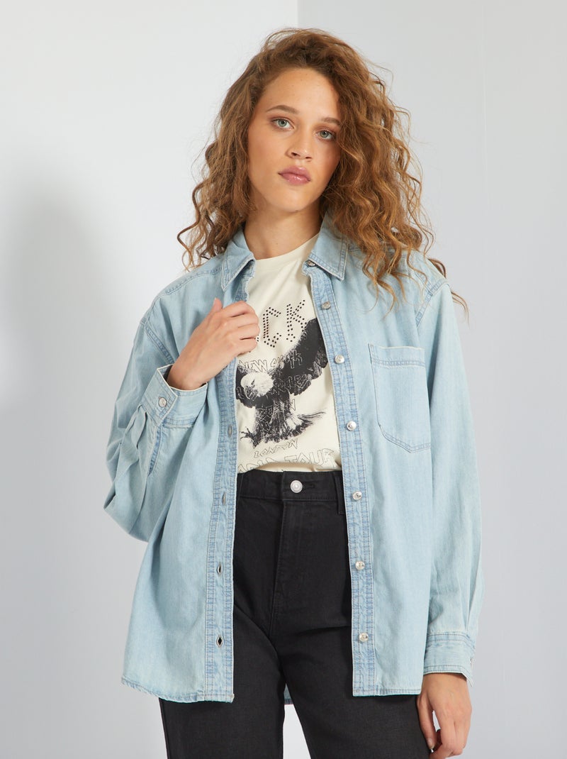 Camisa de ganga AZUL - Kiabi