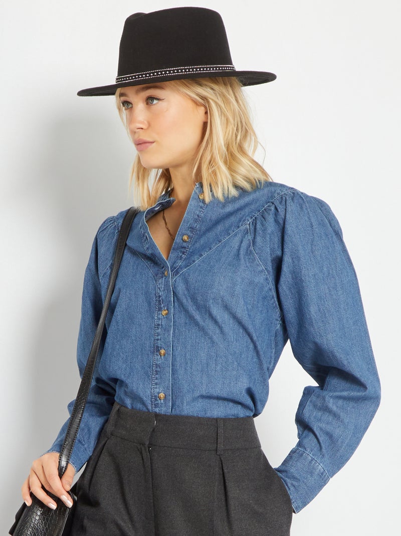 Camisa de ganga AZUL - Kiabi
