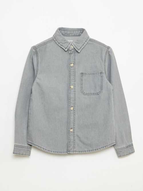 Camisa de ganga com bolso no peito - Kiabi