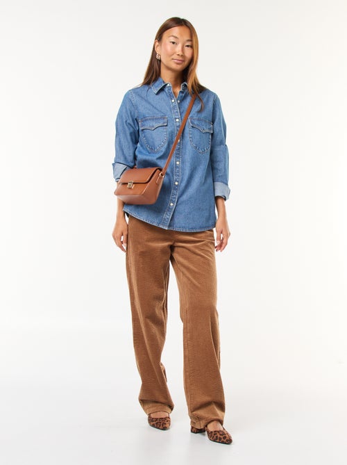 Camisa de ganga com bolsos de aba - Kiabi