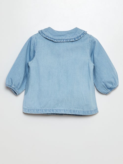 Camisa de ganga com bordado coração - Kiabi