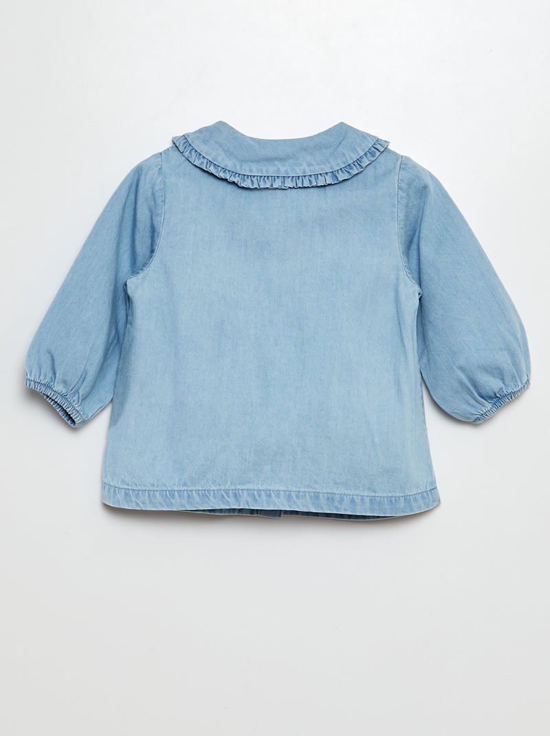 Camisa de ganga com bordado coração AZUL - Kiabi