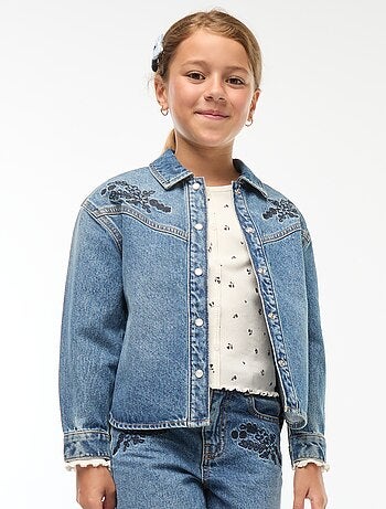 Camisa de ganga com bordados