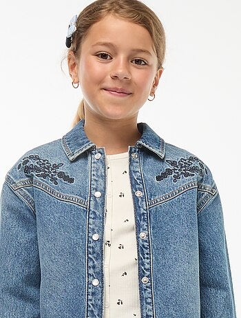 Camisa de ganga com bordados