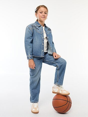 Camisa de ganga com bordados
