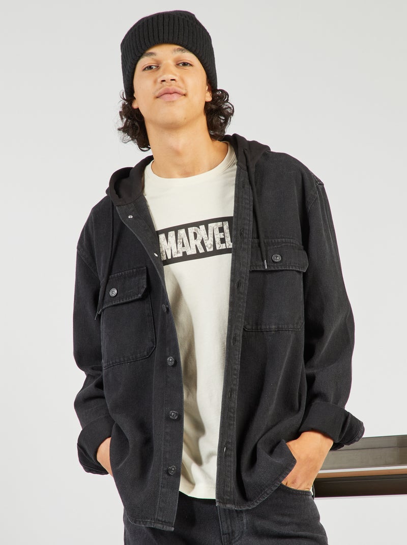 Camisa de ganga com capuz CINZA - Kiabi